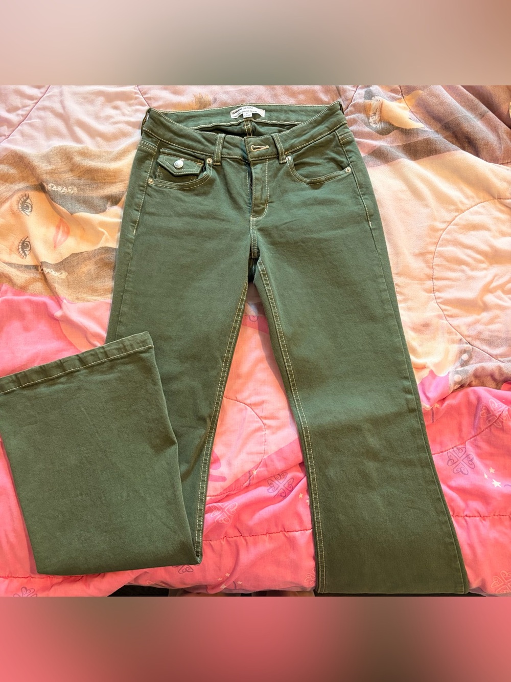 Garage Green Low-Waisted Flared Jeans